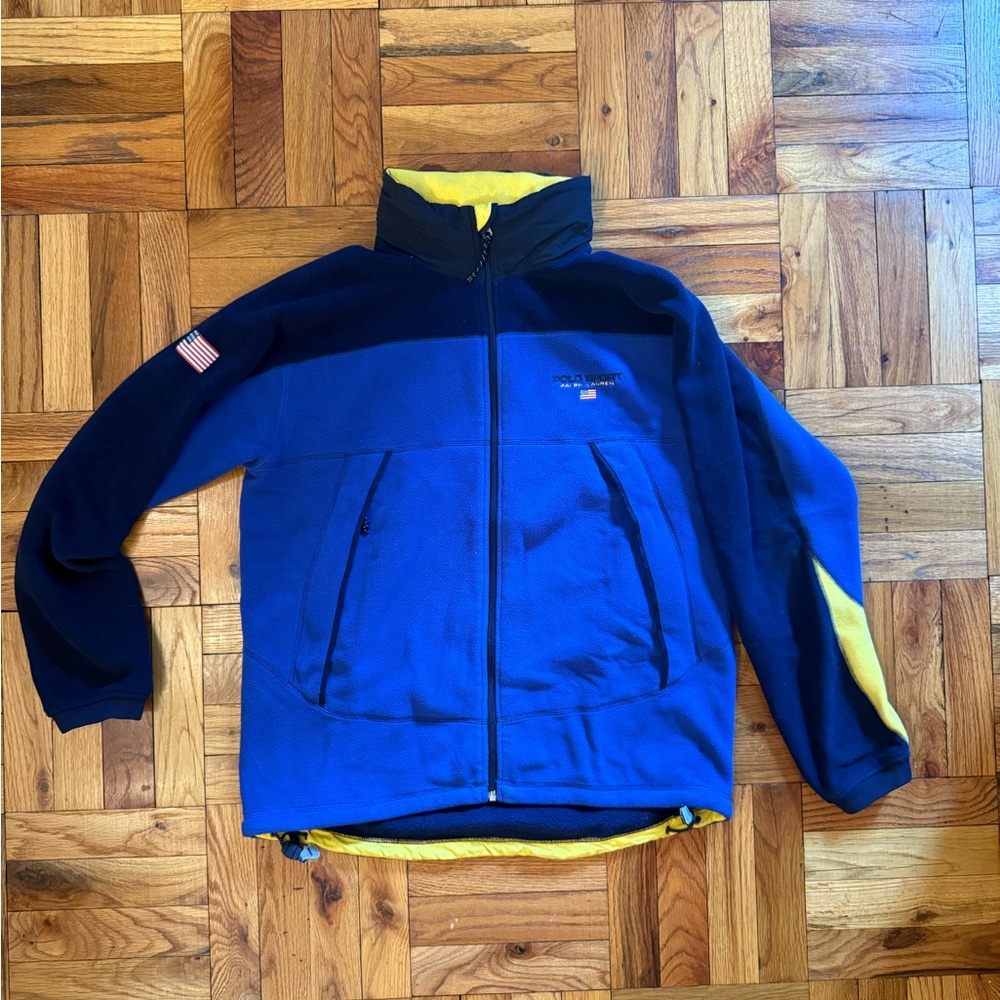 Vintage Polo Sport Fleece Jacket Mens Medium Blue Performance Polartec - M